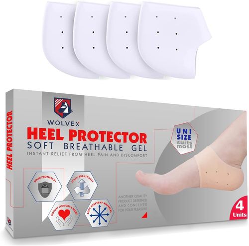 2 Pairs Silicone Gel Heel Sleeves, Heel Protectors Breathable Heel Cushion pad for Plantar Fasciitis Pain Heel Cups Protectors Plantar, Achilles Tendinitis, Reduce Pressure on Heel Relief (Skin Tone)