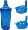 Plastic Feeding Cup with 2 Lids Adult Feeder Beaker with Large & Small Spouts, Straw Holes – Ideal for Liquids & Blended Foods – Easy to Hold, Spill-Resistant, Perfect for Home & Hospital Use (Blue)