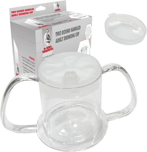 DR. BONE'S THERAPEUTICS Drinking Cup/Beaker/Mug/Sippy Cup for Disabled Adults with Easy Grip Handles Anti Splash Spout and Travel Lid