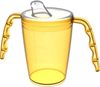 Two handled adult drinking cup 220 ml Red with spouted lid small opening plastic mug for enhanced ergonomics, mug for secure grip even with shaky hands drinking aid, cup for the care, feeding cup