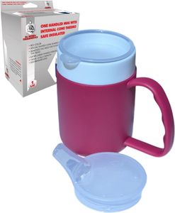 DR. BONE'S THERAPEUTICS ® Mug with Internal Cone BlackBerry with Spouted Lid with Small Opening, Drinking aid, Thermo Mug, Feeding Cup 140 ml (BlackBerry 2 Lids)
