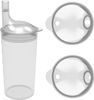 Plastic Feeding Cup with 2 Lids Adult Feeder Beaker with Large & Small Spouts, Straw Holes – Ideal for Liquids & Blended Foods – Easy to Hold, Spill-Resistant, Perfect for Home & Hospital Use (Clear)